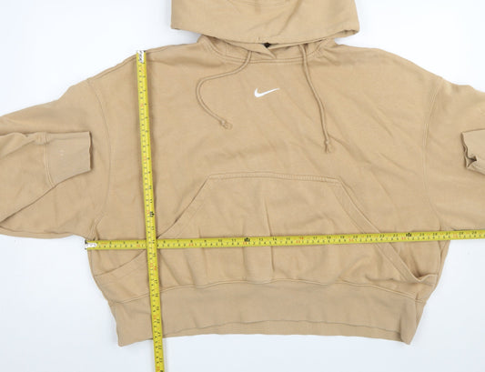 Nike Women's Beige Pullover Hoodie Small Relaxed Fit Cotton Blend