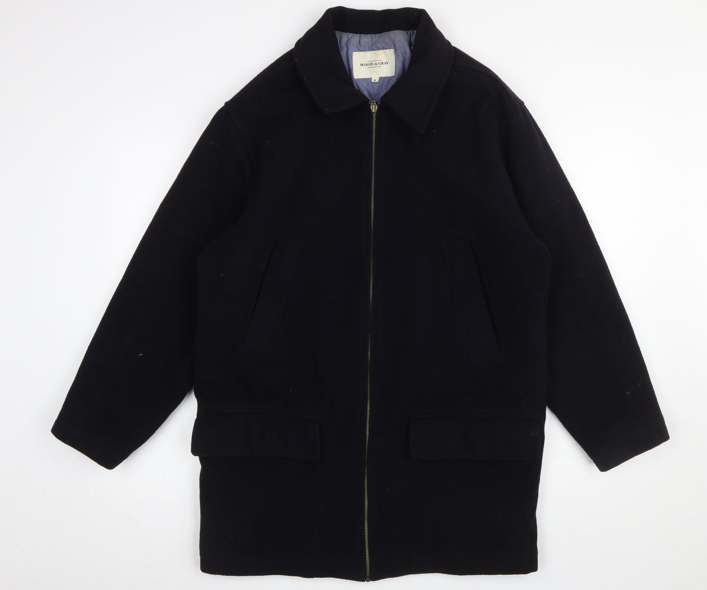 Woods & Gray Men's Black Wool Blend Mid-Length Overcoat Size S