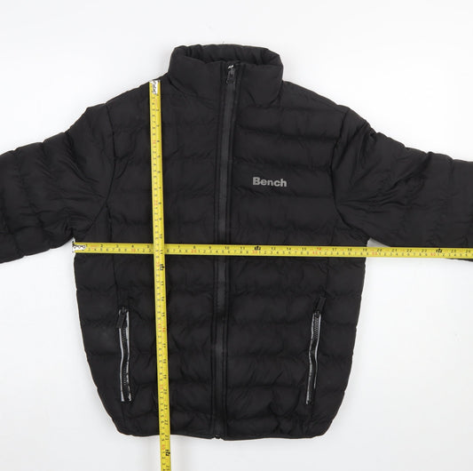 Bench Boys Black Puffer Jacket Age 13 Years Full Zip Quilted Winter Coat