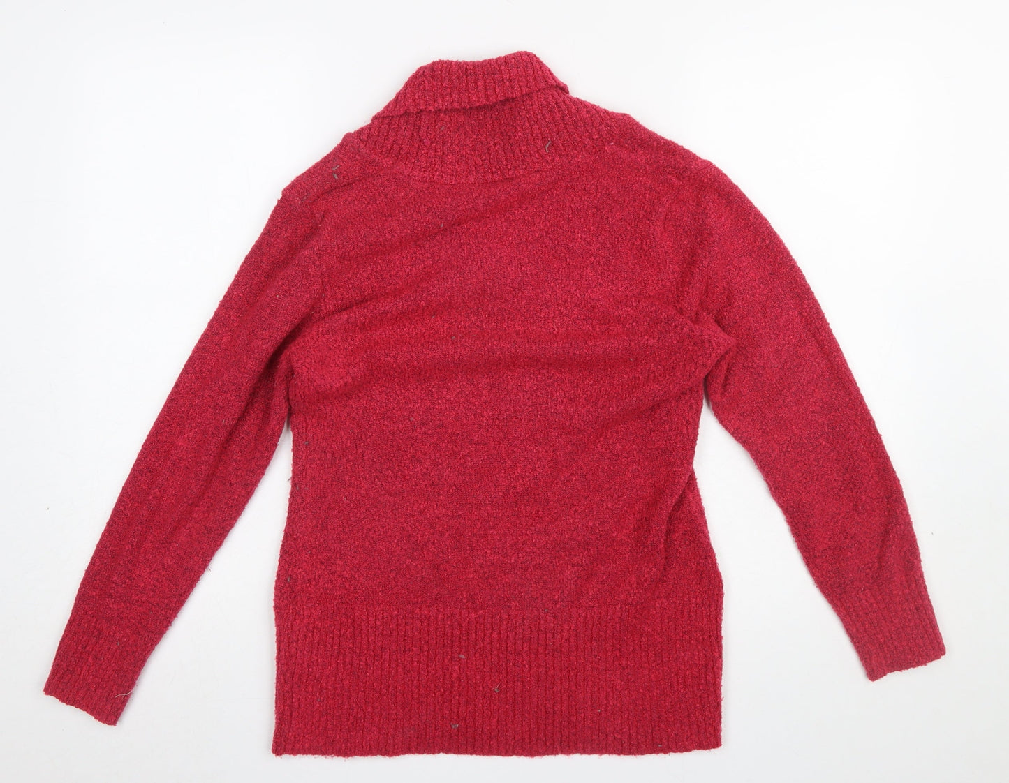 M&Co Women's Red Chunky-Knit Pullover Jumper Size M