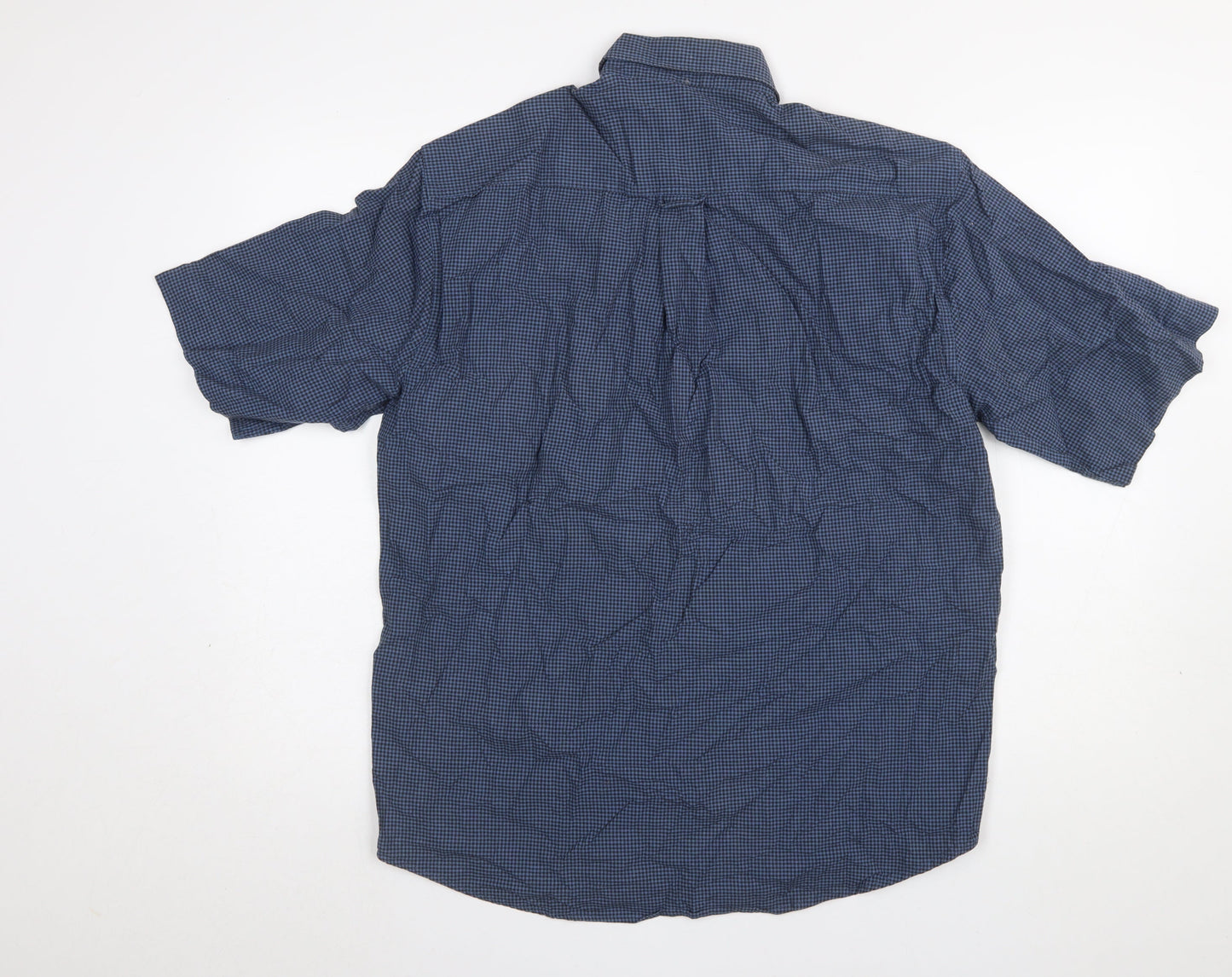 Next Men's Blue Check Short Sleeve Button-Up Shirt Size S