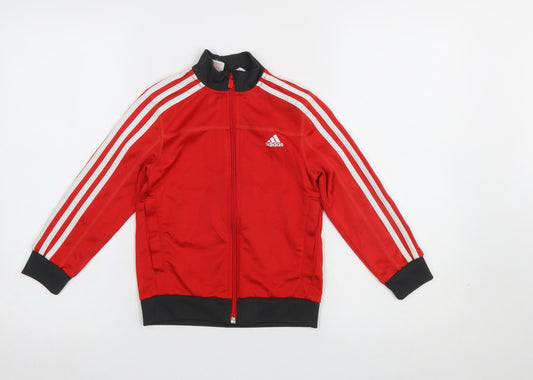 Adidas Boys Red Full Zip Sweatshirt 6-7 Years Sports Jacket