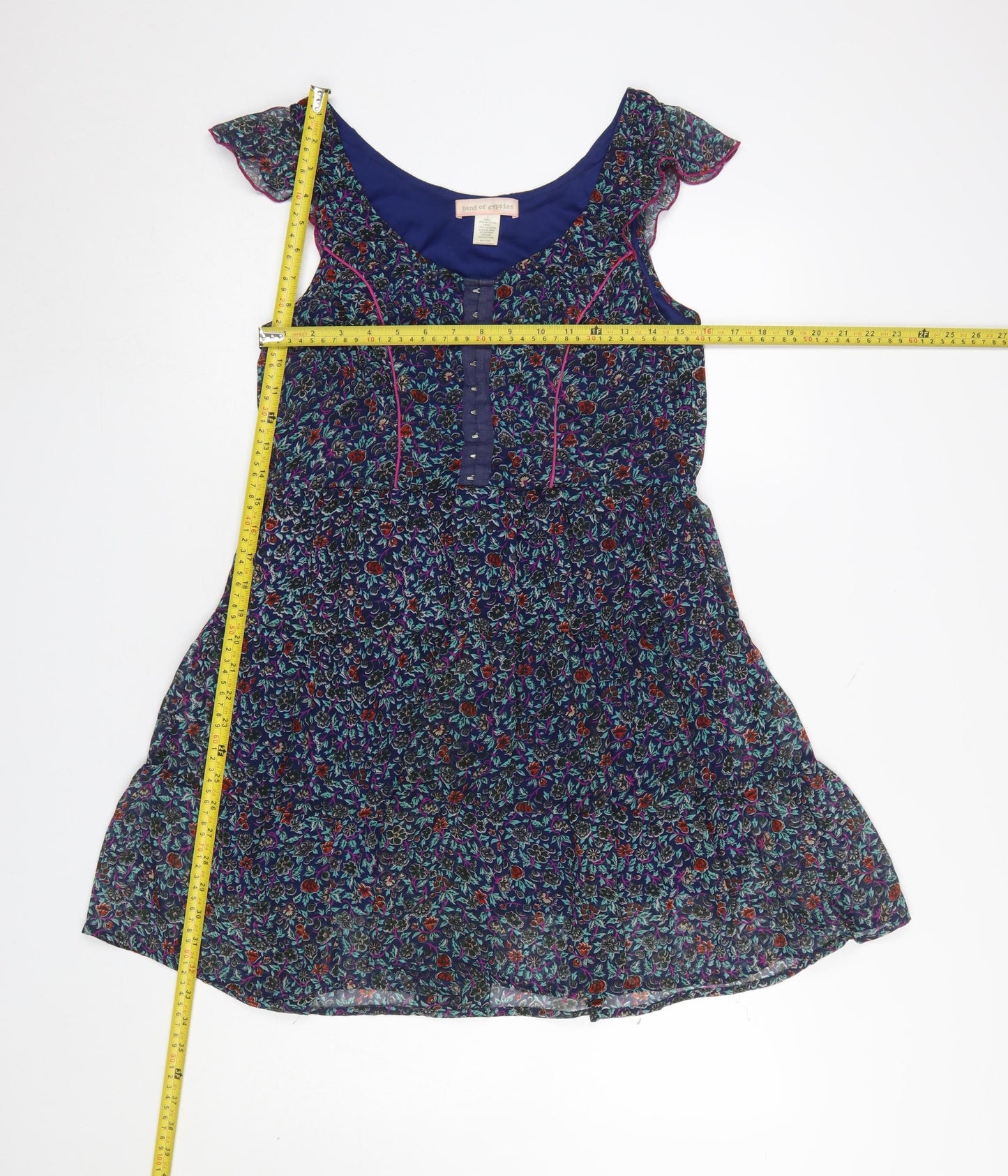 Band of Gypsies Women's Multicoloured Floral Fit & Flare Short Dress S