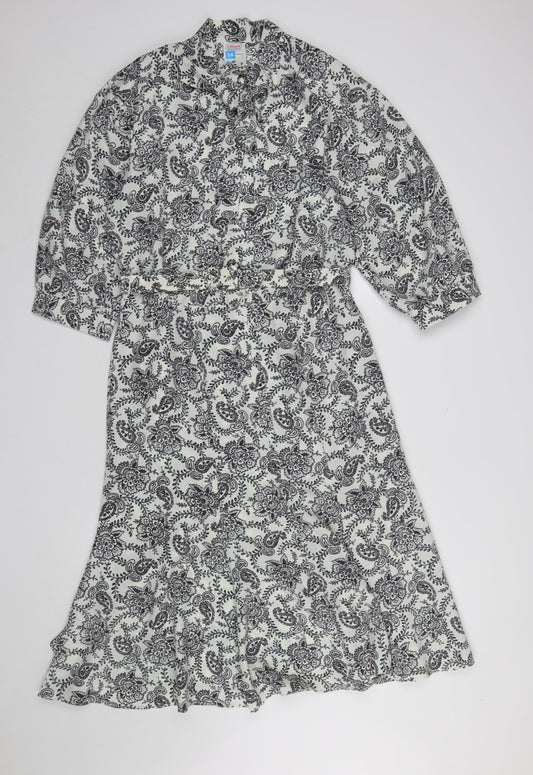 Marks and Spencer Women White Paisley Shirt Dress Size 14