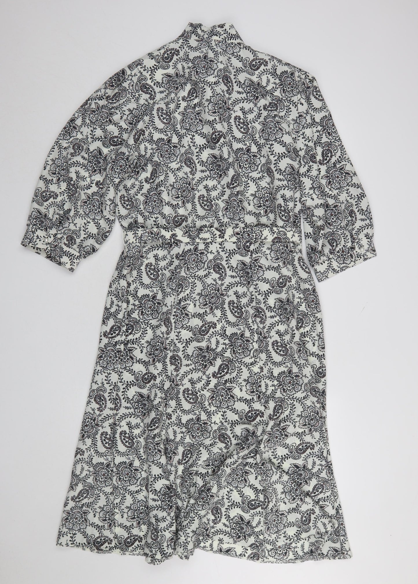 Marks and Spencer Women White Paisley Shirt Dress Size 14