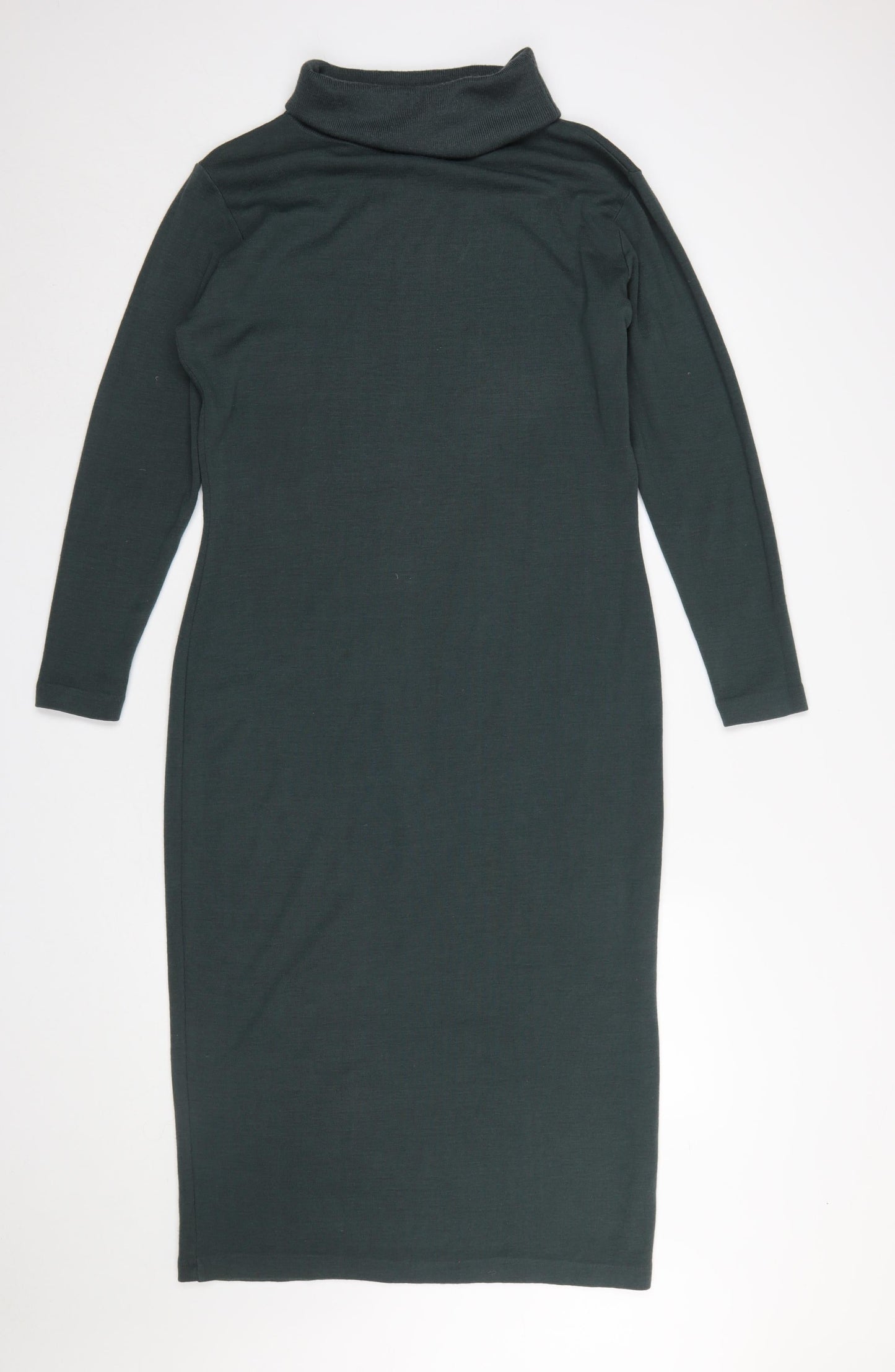 Linea Women Green Roll Neck Bodycon Midi Dress M