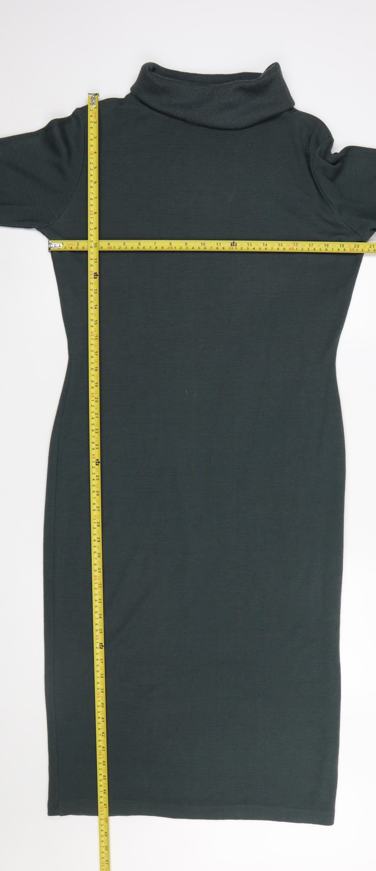 Linea Women Green Roll Neck Bodycon Midi Dress M