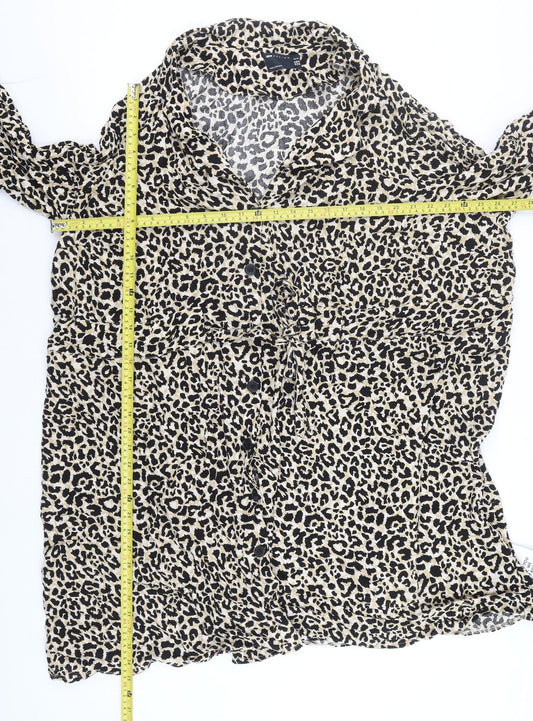 ASOS DESIGN Curve Women’s Beige Leopard Print Shirt Dress Size 22