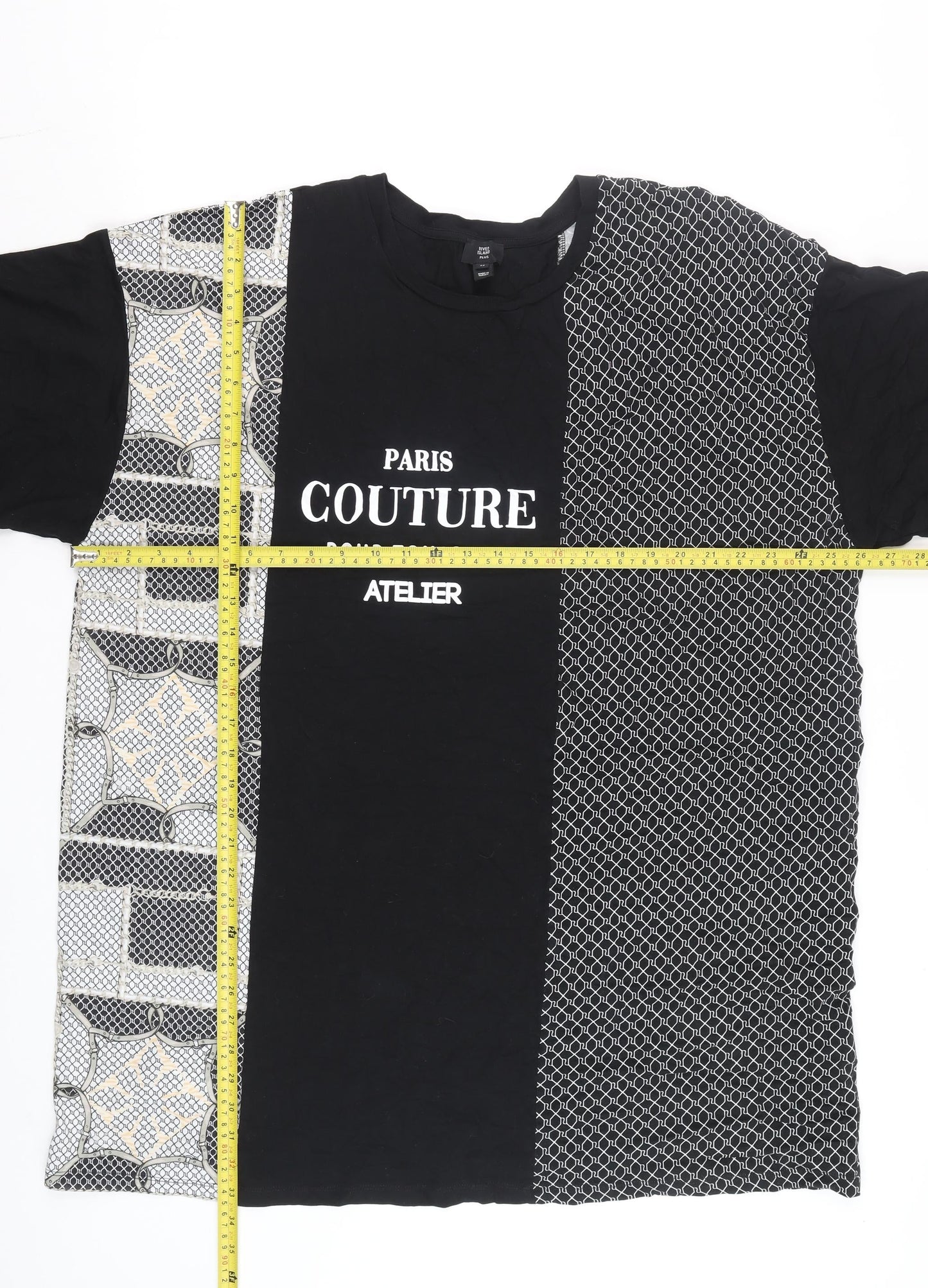 River Island Plus Women’s Black Colourblock Paris Couture T-Shirt Size 22