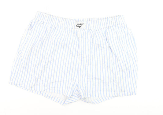 Reclaimed Vintage Women’s Blue Striped Cotton Shorts Size 22