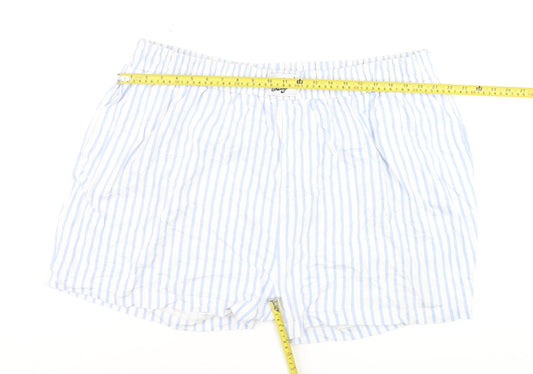 Reclaimed Vintage Women’s Blue Striped Cotton Shorts Size 22