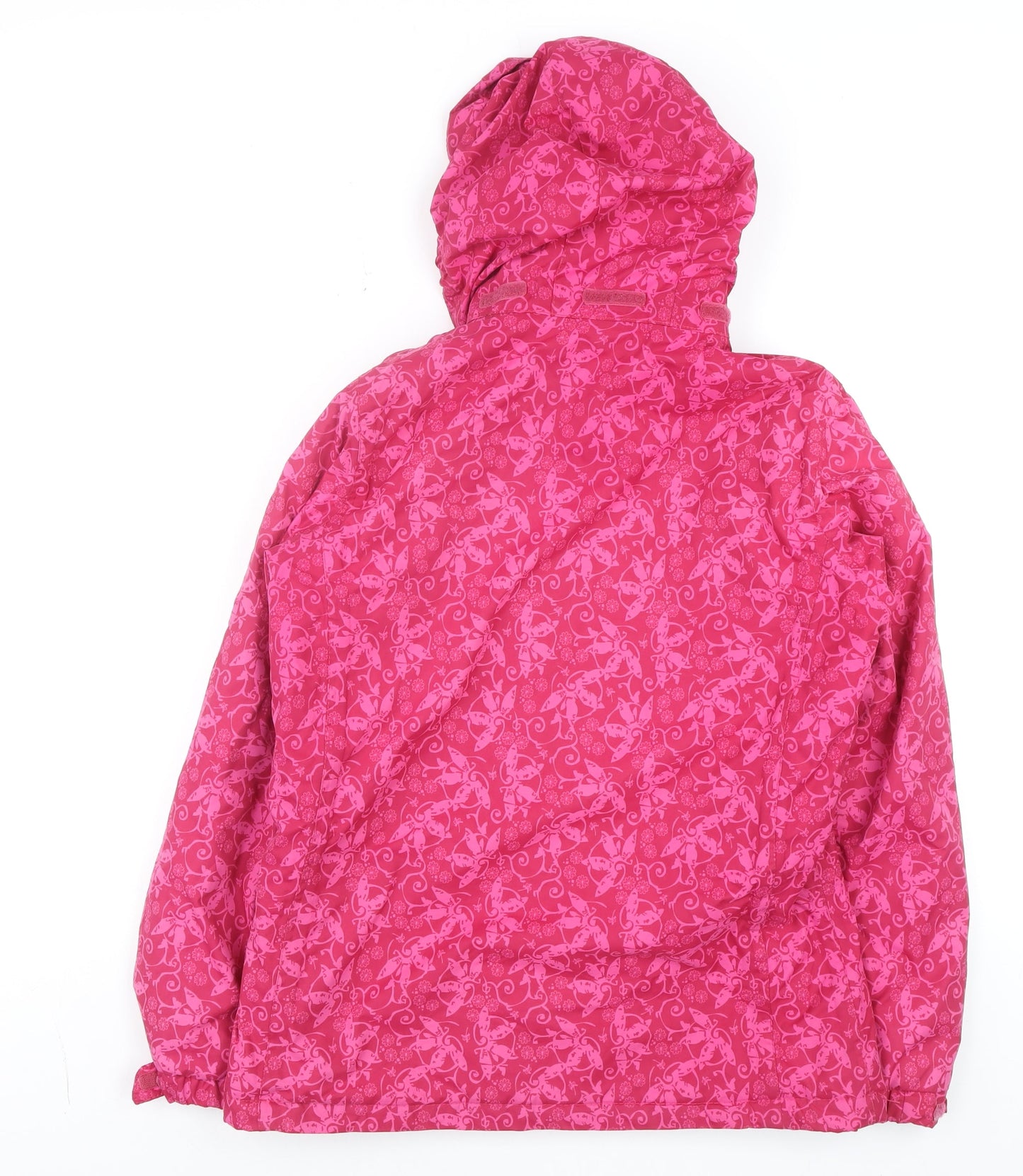 Regatta Teens Pink Butterfly Print Waterproof Hooded Rain Jacket Size 14