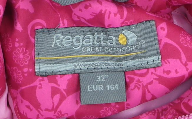 Regatta Teens Pink Butterfly Print Waterproof Hooded Rain Jacket Size 14
