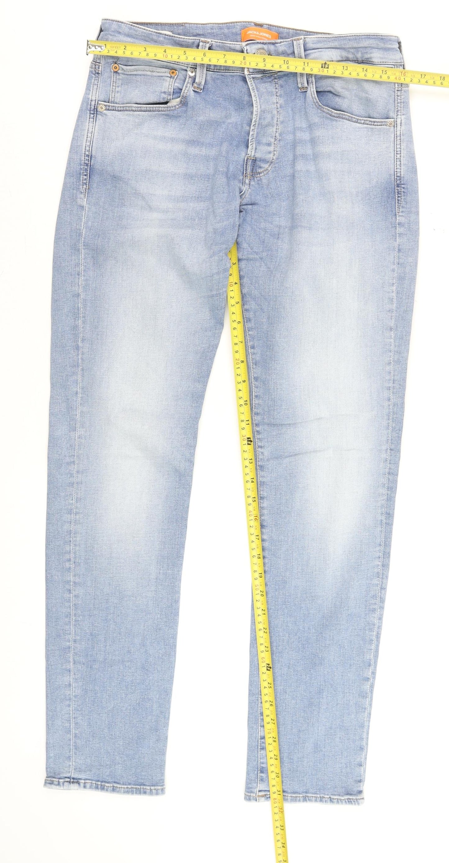 Jack & Jones Men's Blue Slim Straight Jeans 32W 32L Denim Comfort Fit