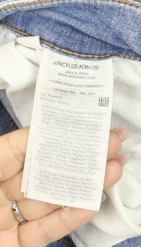 Jack & Jones Men's Blue Slim Straight Jeans 32W 32L Denim Comfort Fit