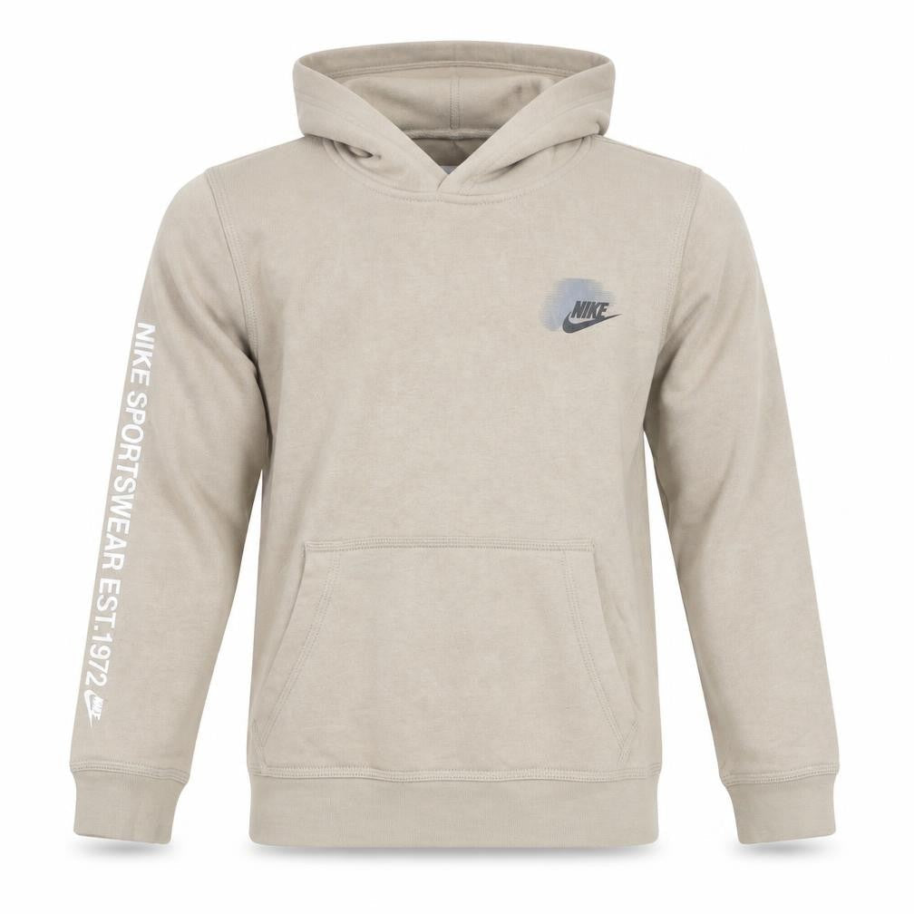 Nike Teens Beige Pullover Hoodie M Logo Graphic Fleece Sweatshirt
