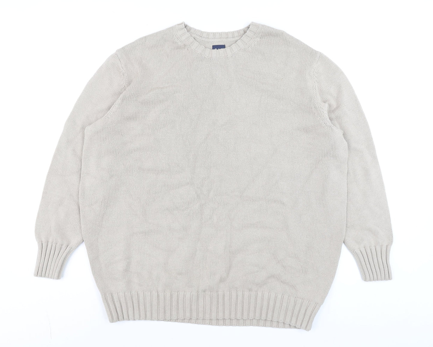 GAP Men's Beige Cotton Crew Neck Pullover Jumper Size M