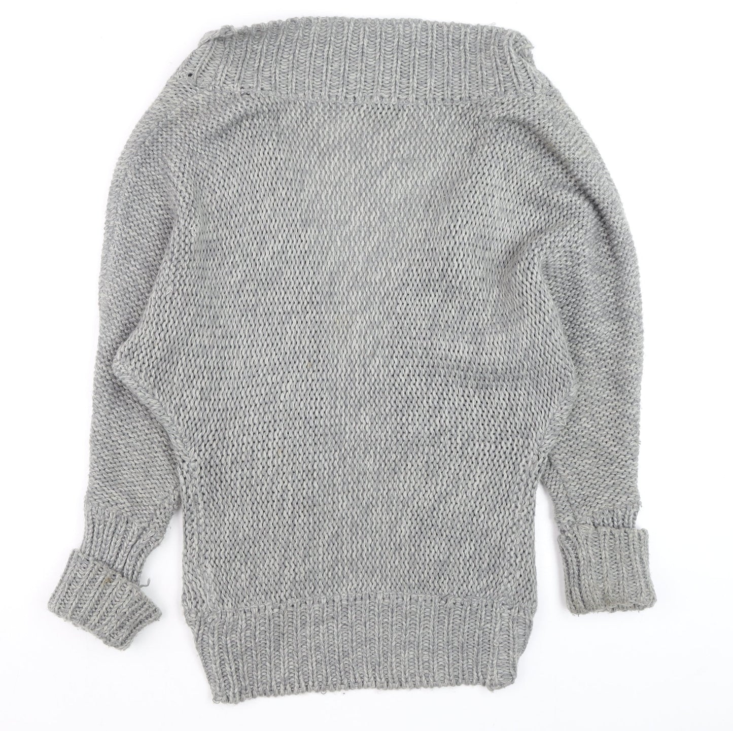 Brave Soul Women's Grey Chunky Knit Open Cardigan S Relaxed Fit