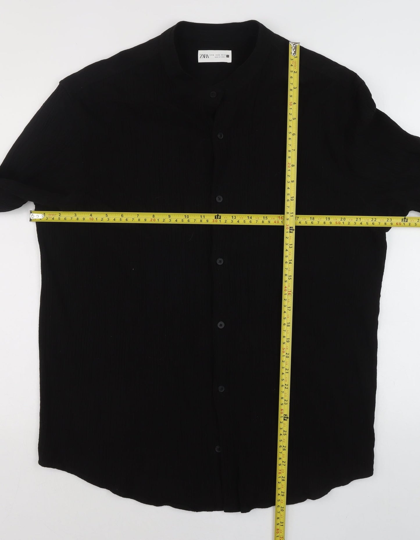ZARA Women Black Long Sleeve Basic Button-Up Shirt XL