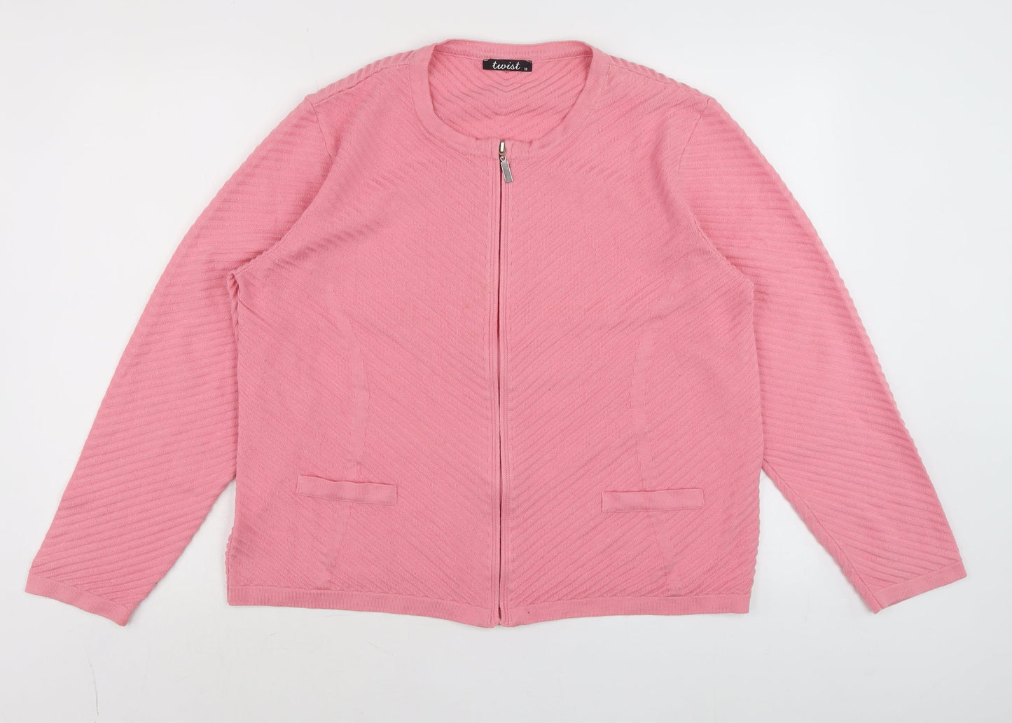 Twist Womens Pink Full Zip Knit Jumper Size 18