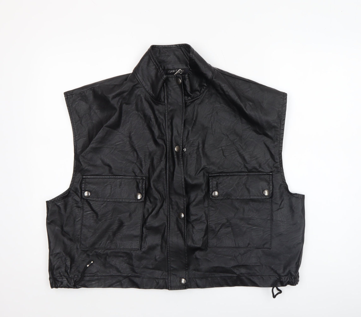 I SAW IT FIRST Women’s Black Faux Leather Biker Waistcoat Size 10