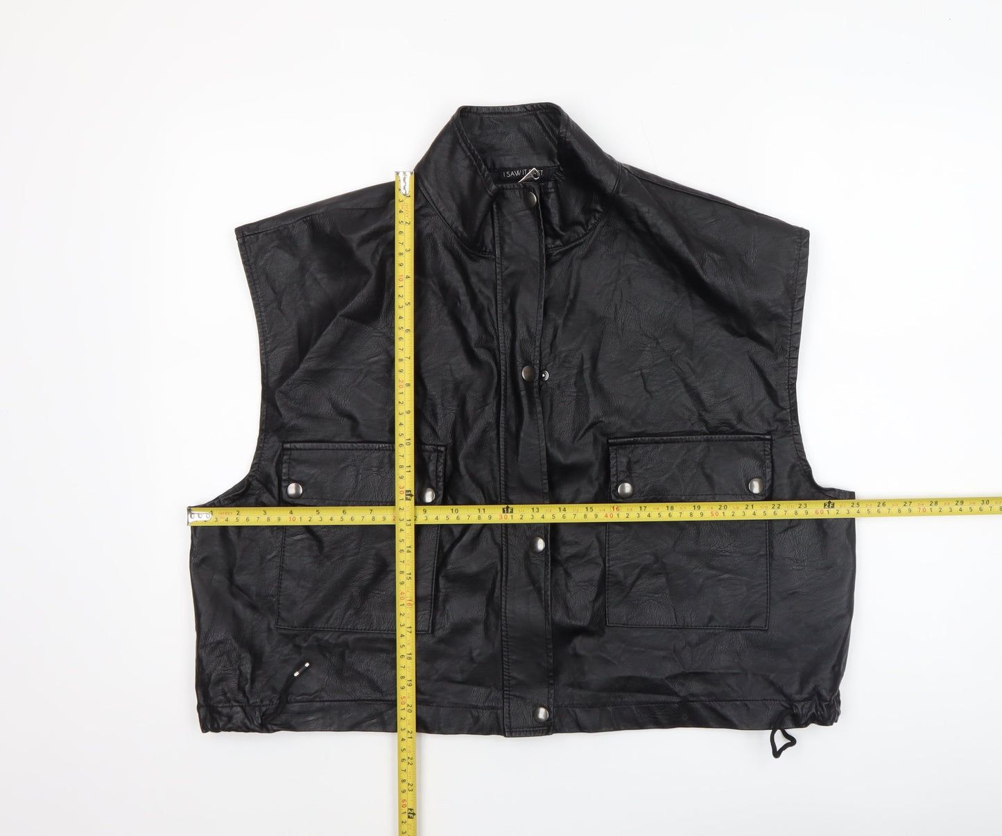 I SAW IT FIRST Women’s Black Faux Leather Biker Waistcoat Size 10
