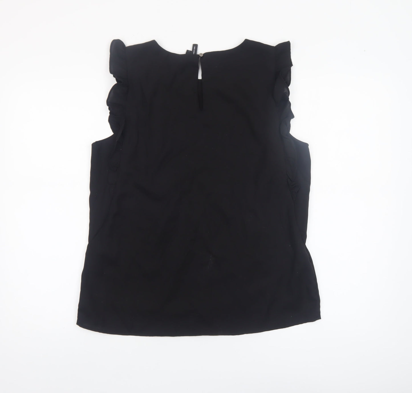 Vero Moda Women's Black Ruffle Sleeveless Tunic Blouse Size L