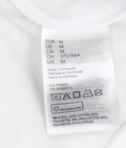 H&M Divided Women White 1/2 Zip Pullover Sweatshirt M
