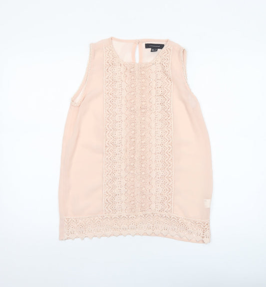 Atmosphere Women's Beige Lace Chiffon Sleeveless Blouse Size 10