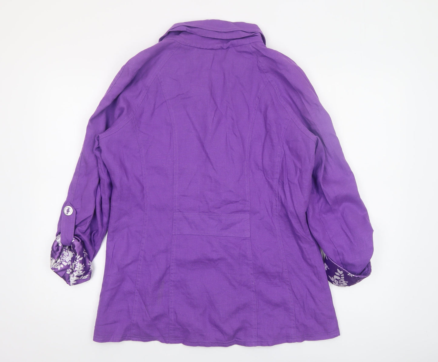 Paco Boutique Women’s Purple Linen Blend Button Jacket L