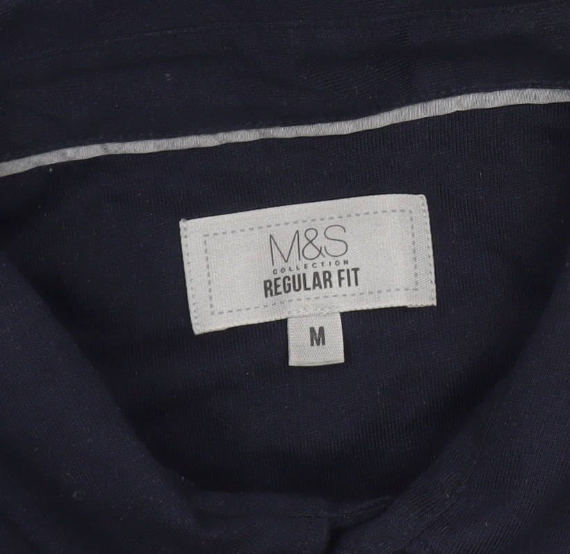 Marks and Spencer Mens Blue Regular Fit Cotton Polo Shirt M