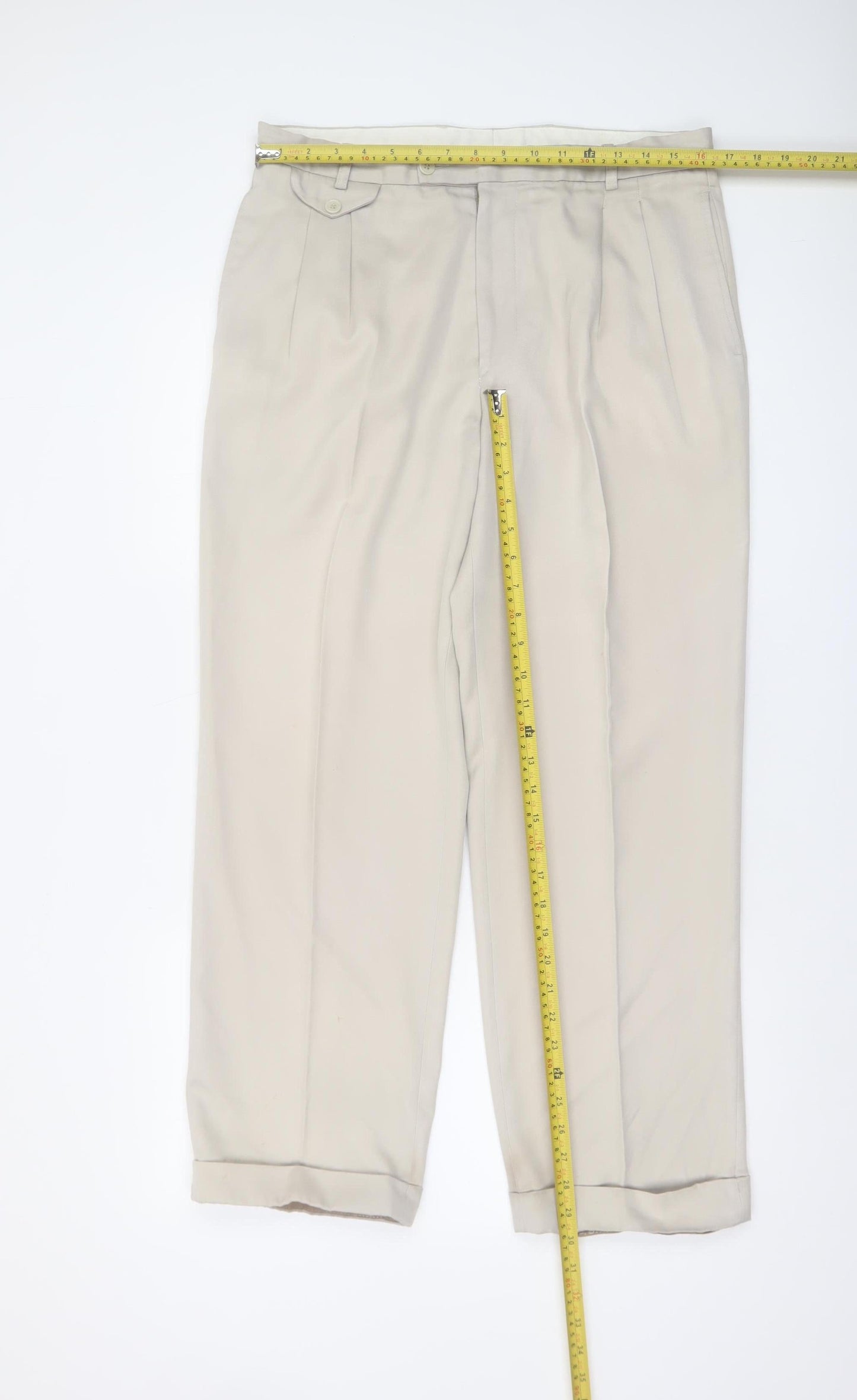 Bertolucci Men's Beige Pleated Dress Trousers Size 34W 29.5L