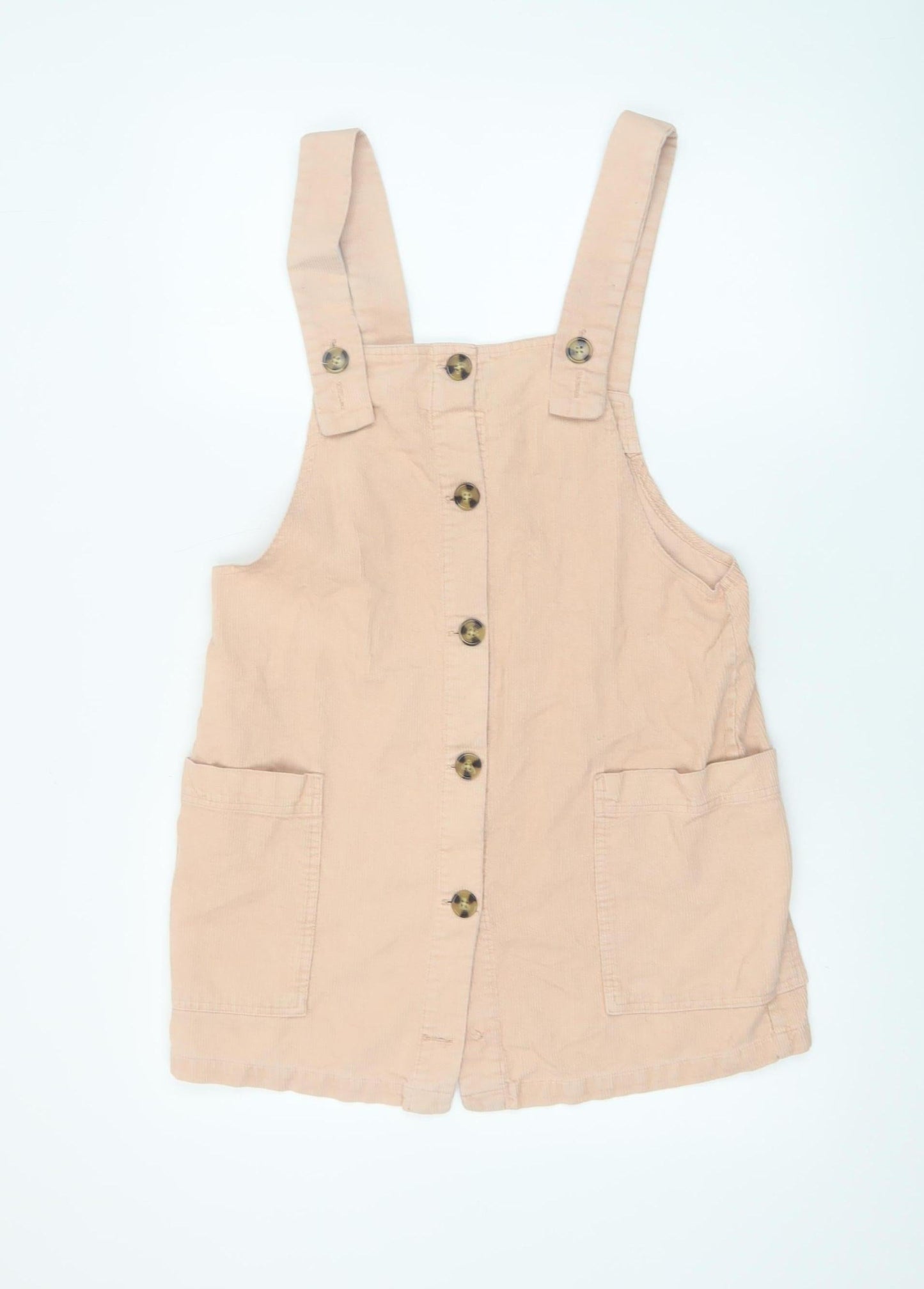 MNG Women Beige Corduroy Pinafore Dress XS Casual Short