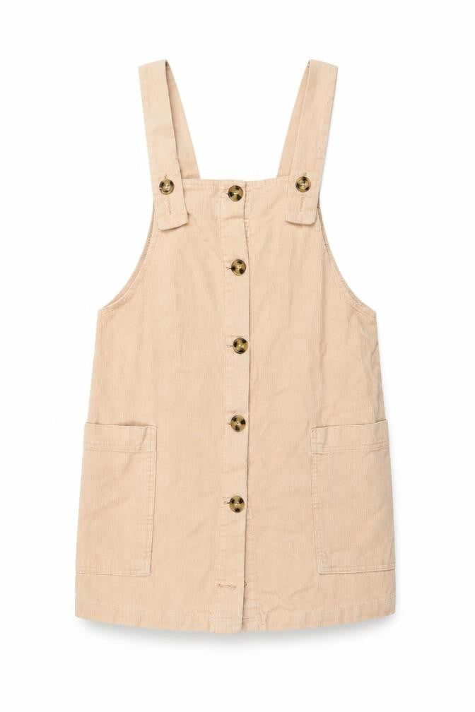 MNG Women Beige Corduroy Pinafore Dress XS Casual Short