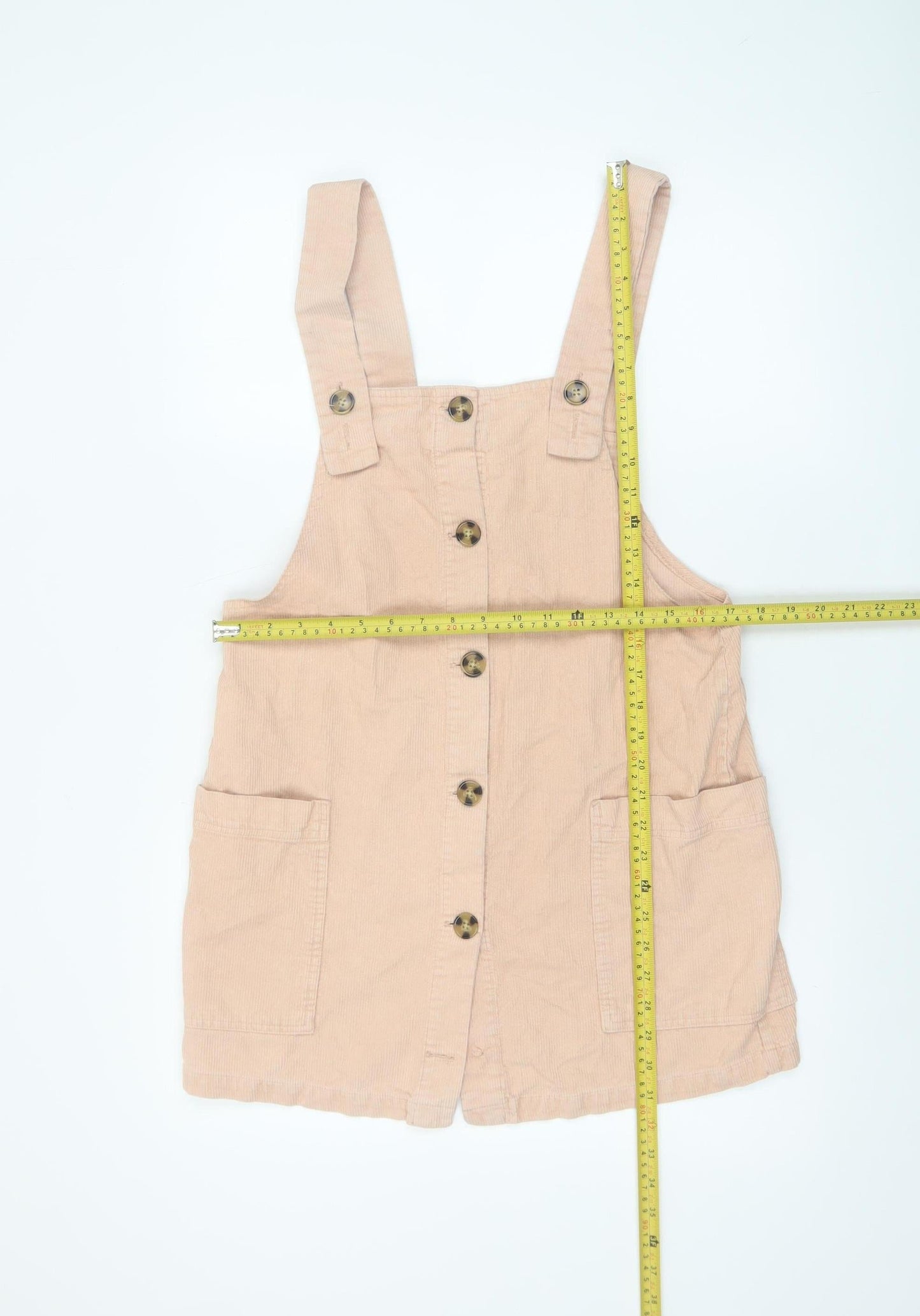 MNG Women Beige Corduroy Pinafore Dress XS Casual Short