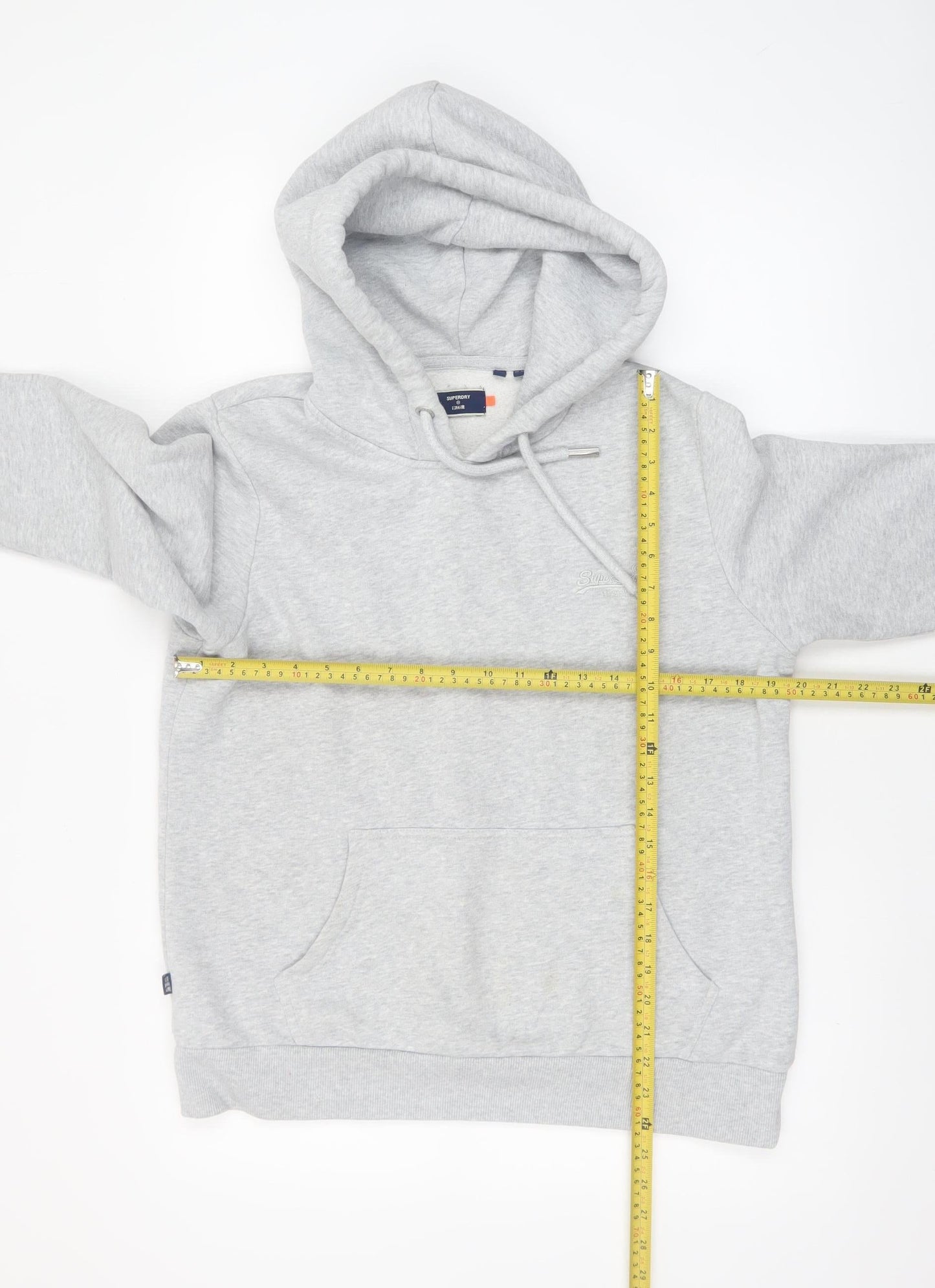 Superdry Women's Grey Pullover Hoodie Size 14 UK Cotton Blend Casual