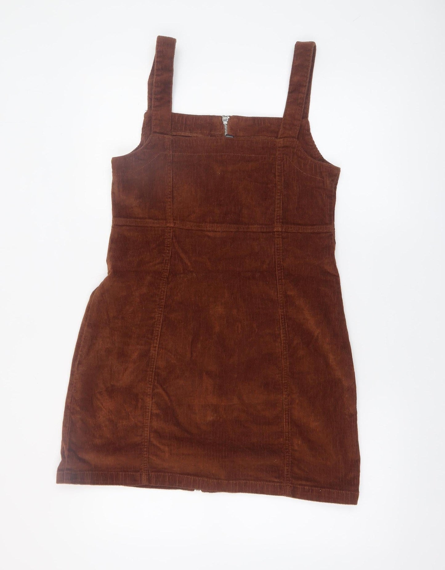 Denim Co Women Brown Corduroy Zip Pinafore Dress Size 14