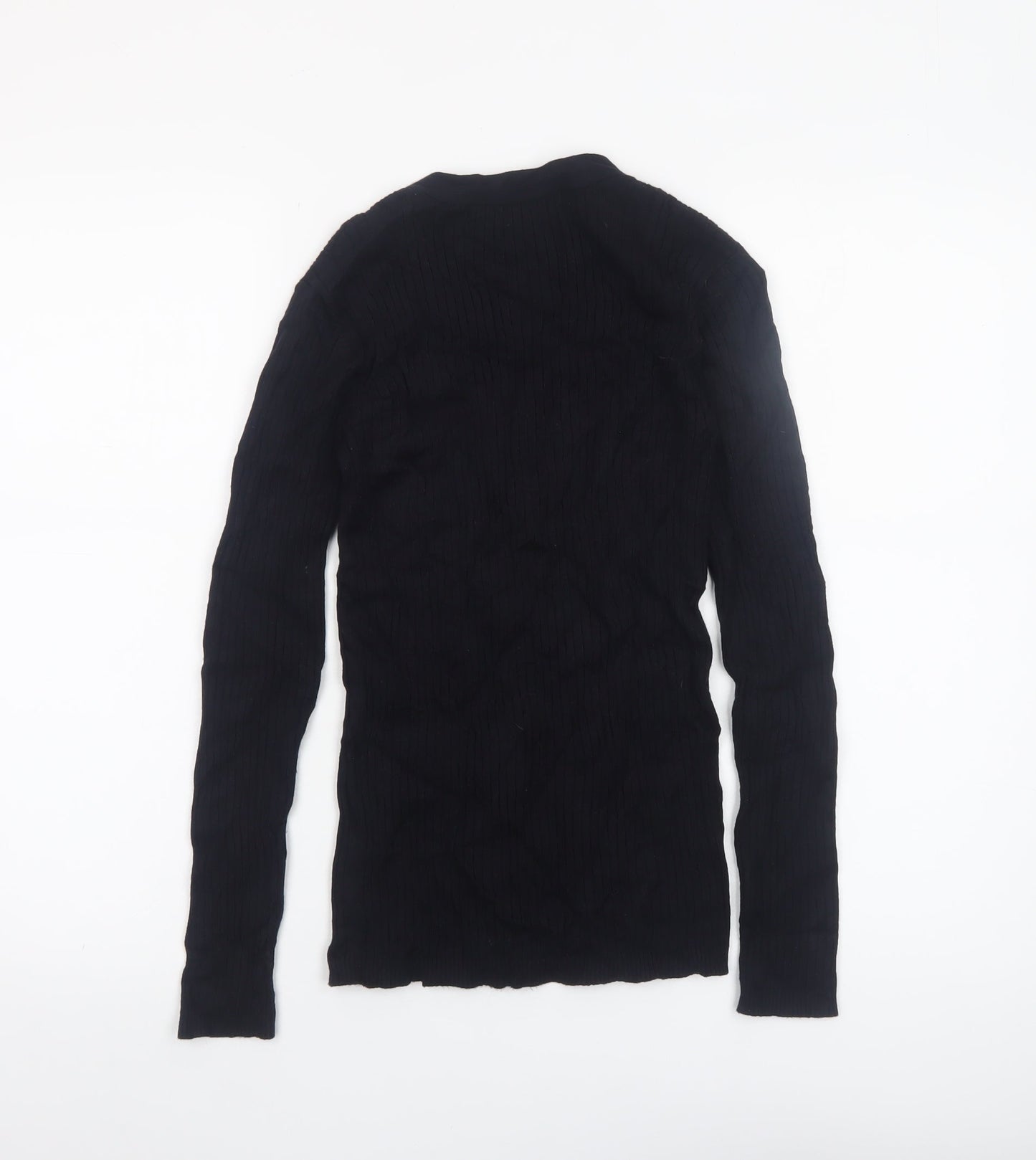 Zara Women Black V-Neck Slim Fit Knit Cardigan Size M