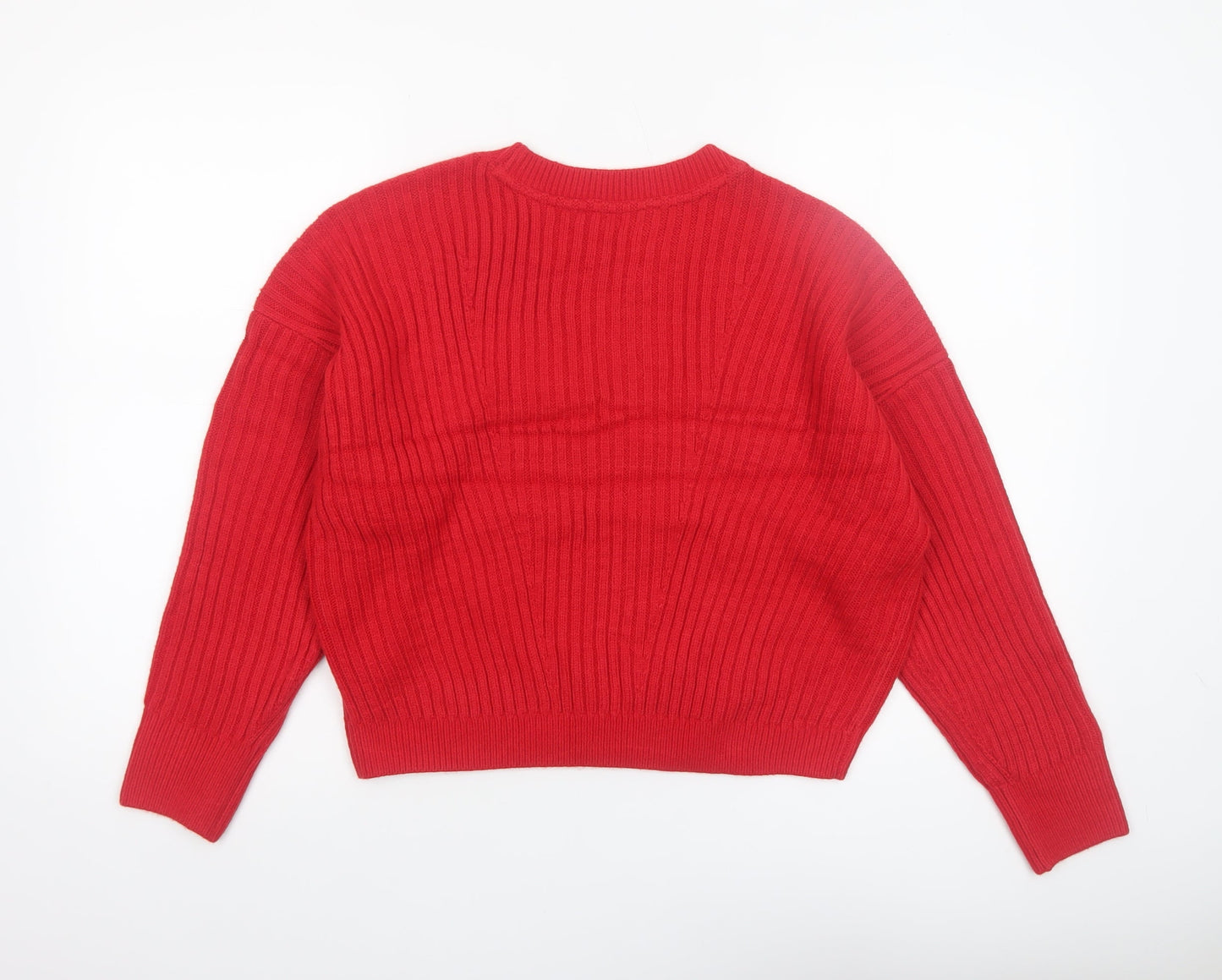 Tommy Hilfiger Women’s Red Cable Knit Jumper Size S Crew Neck