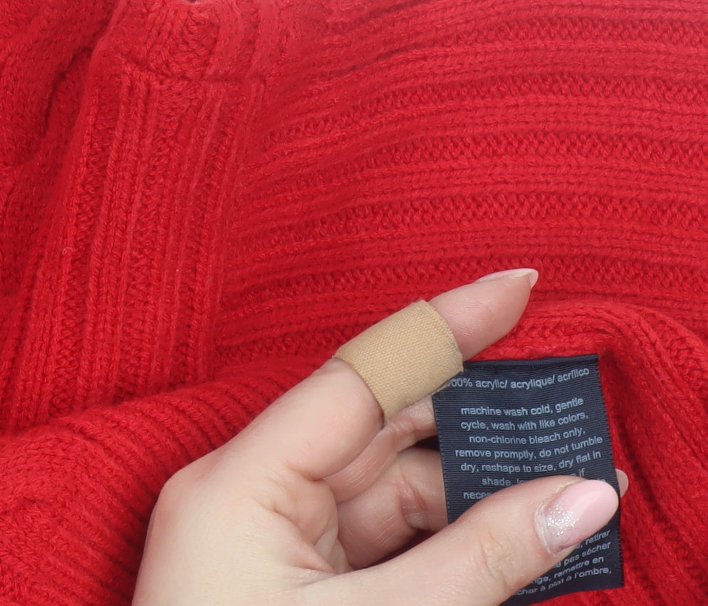 Tommy Hilfiger Women’s Red Cable Knit Jumper Size S Crew Neck