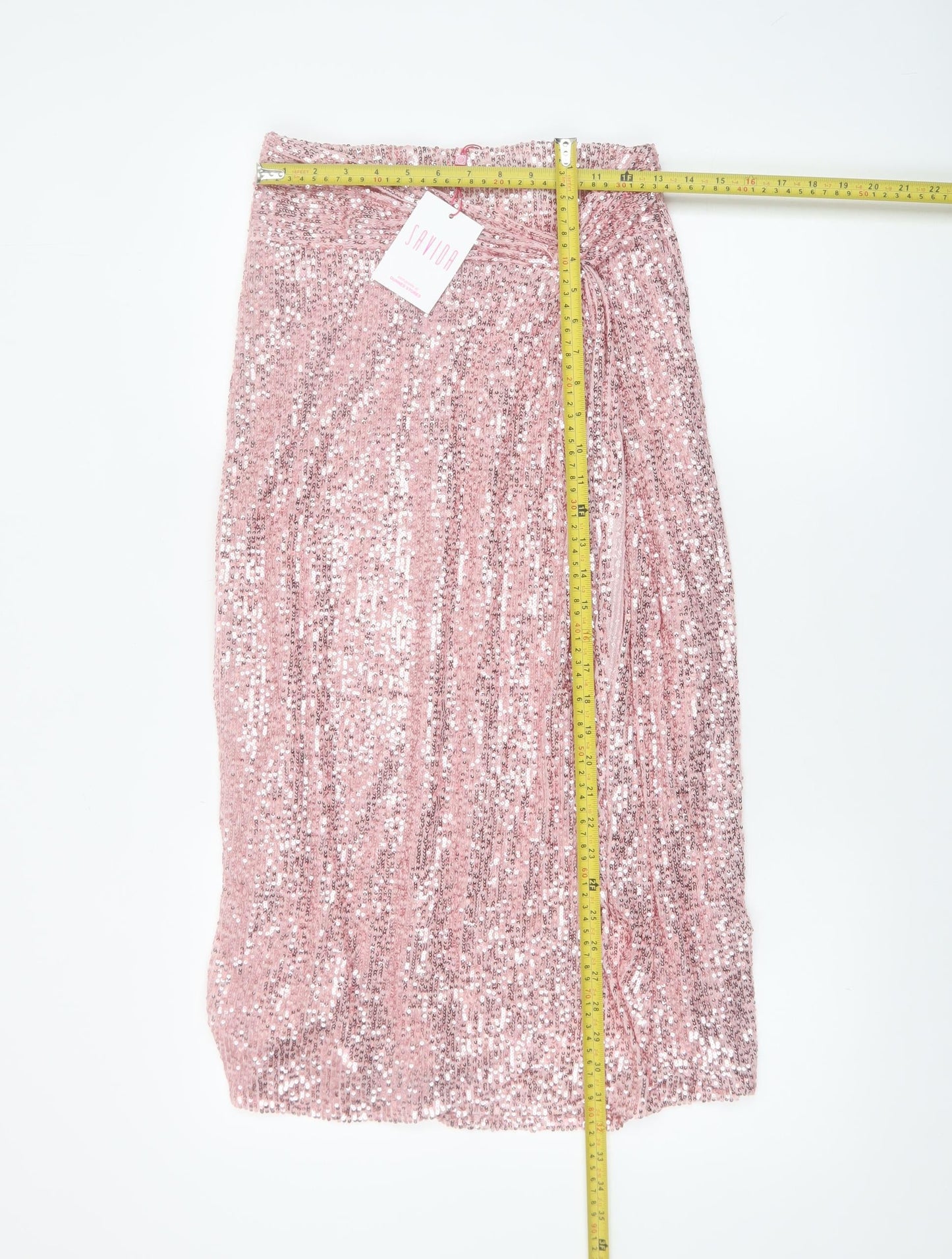 Savida Women Pink Sequin Midi Skirt Small Polyester Partywear
