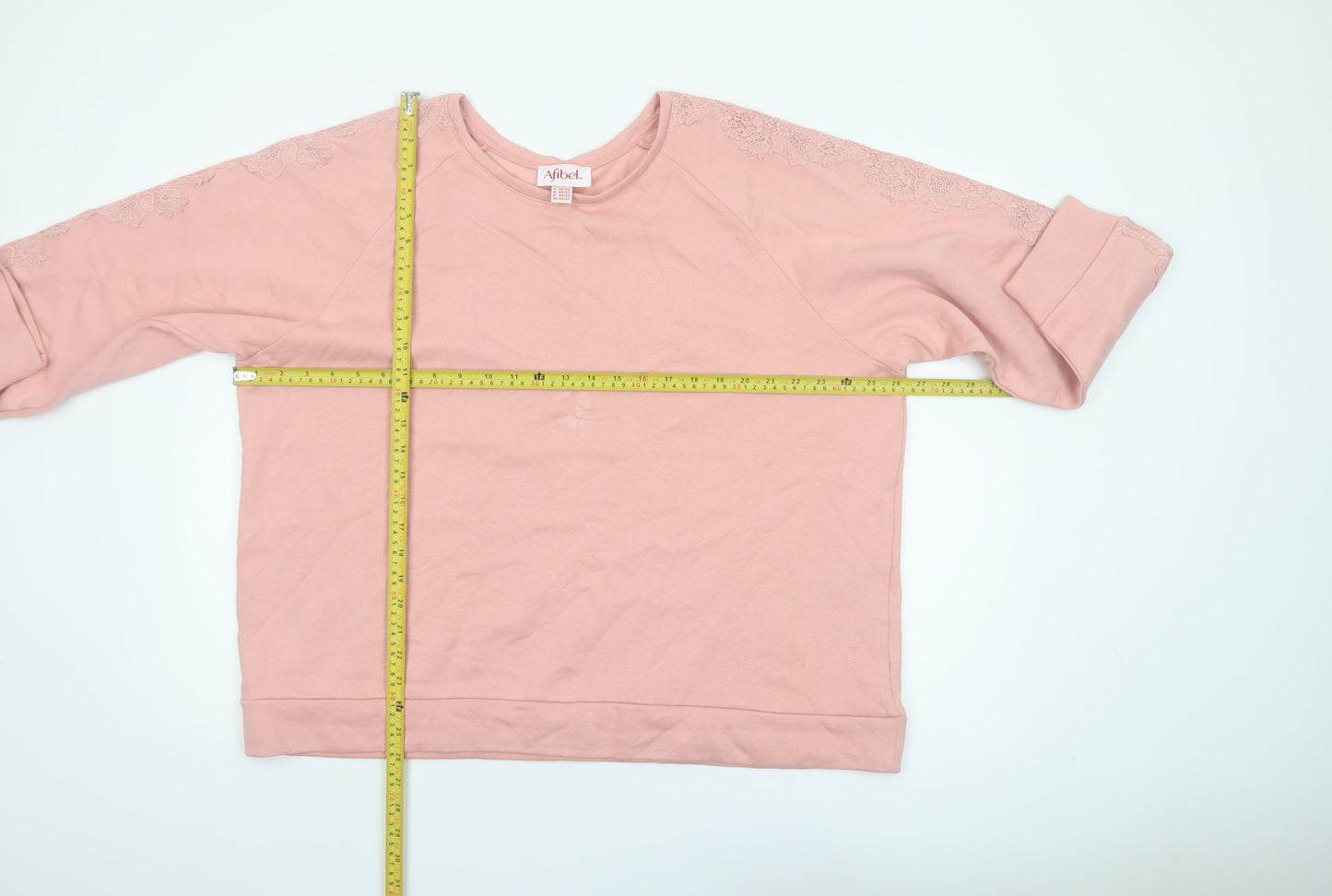 Afibel Womens Pink Lace Sleeve Pullover Sweatshirt UK 20/22