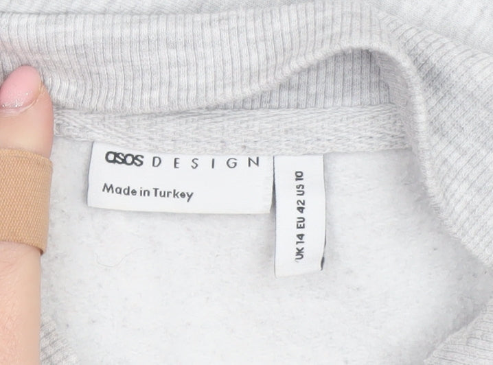 ASOS Design Women Grey 1/4 Zip Denver Graphic Sweatshirt Size 14