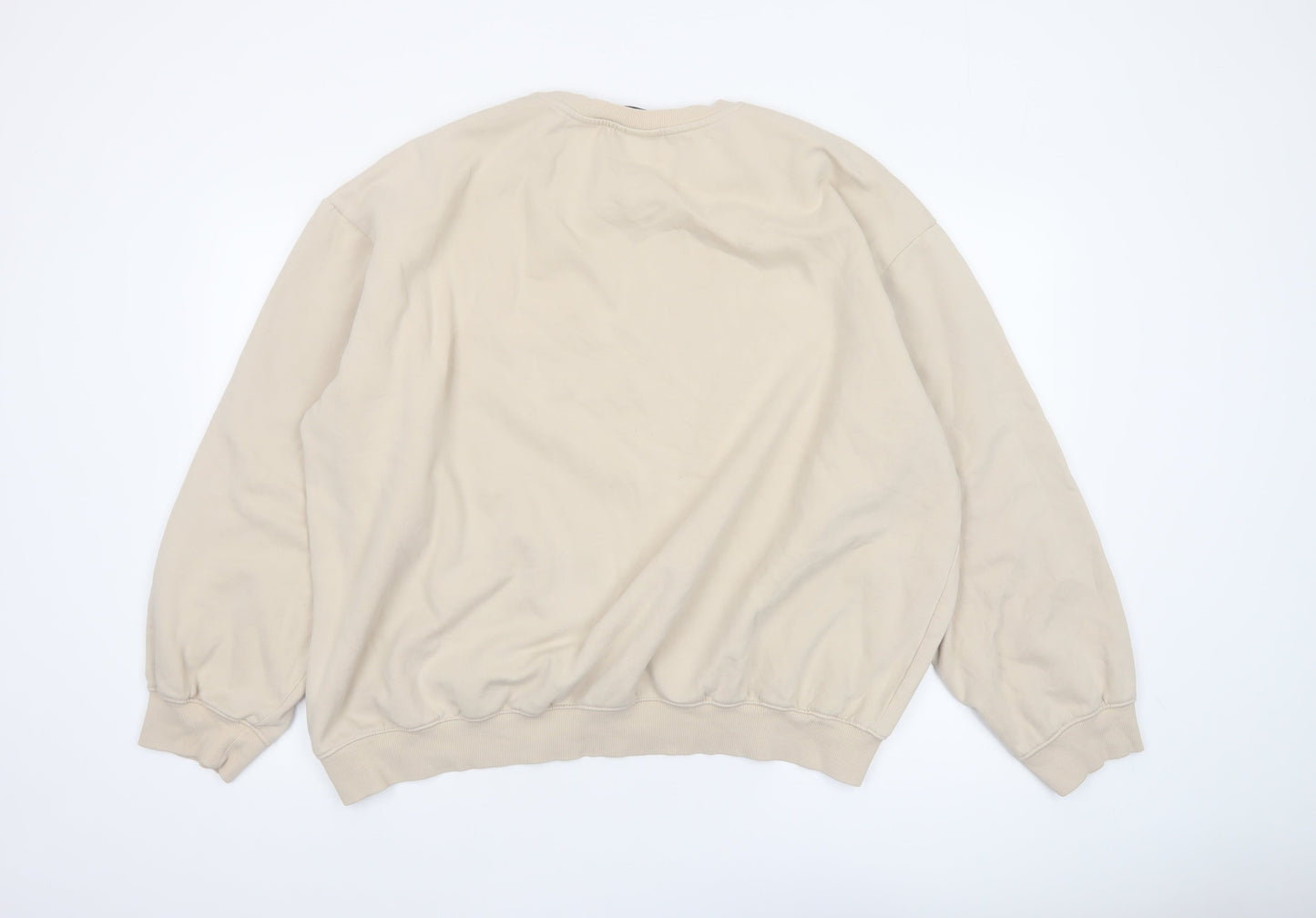 H&M Men’s Beige Relaxed Fit Crew Neck Fleece Sweatshirt 2XL