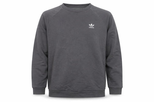 Adidas Men's Grey Pullover Sweatshirt L Crew Neck Logo Fleece