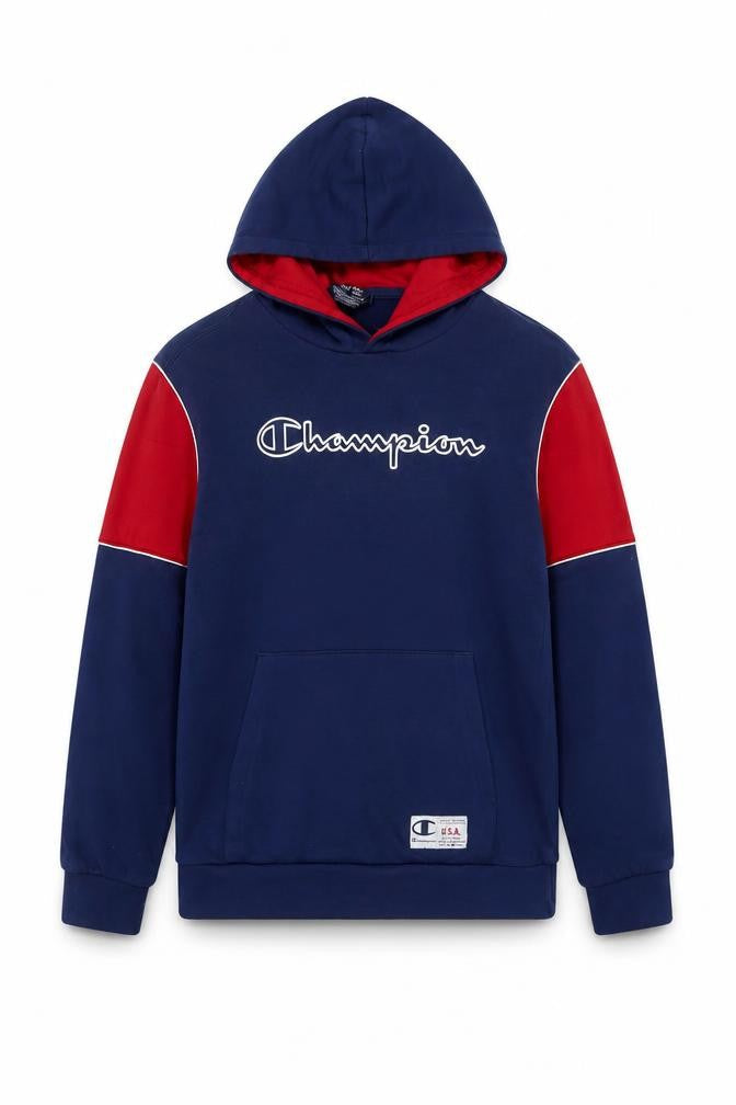 Champion Boys Navy Red Pullover Hoodie XL 13-14 Years Cotton Blend
