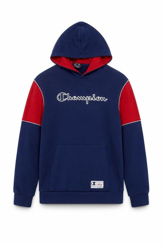 Champion Boys Navy Red Pullover Hoodie XL 13-14 Years Cotton Blend