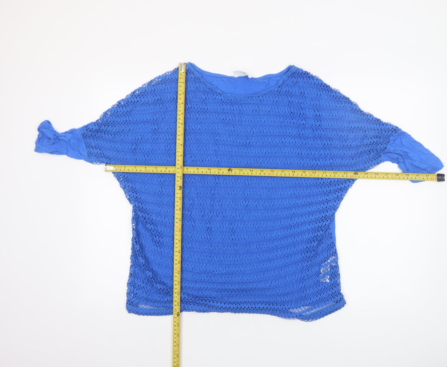 Savida Women’s Blue Crochet 3/4 Sleeve Camisole Blouse Size 16