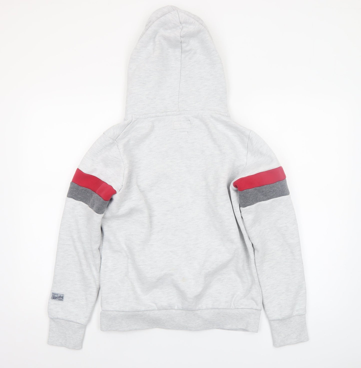 Superdry Women Grey Full Zip Hoodie UK 12 Osaka Logo Lined Casual Sweatshirt