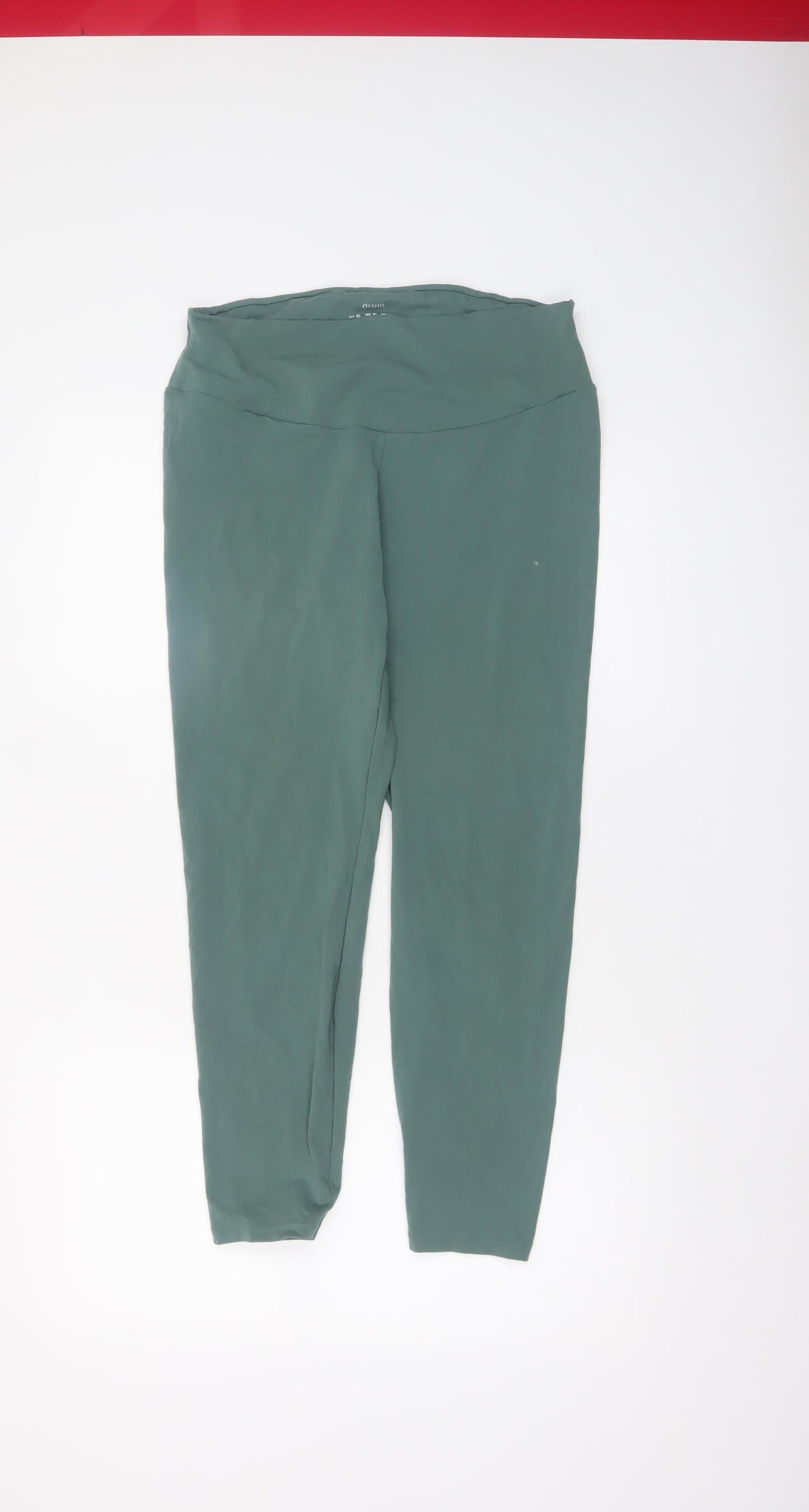 Oysho Womens Green XL Leggings Yoga High Waist Stretch Trousers